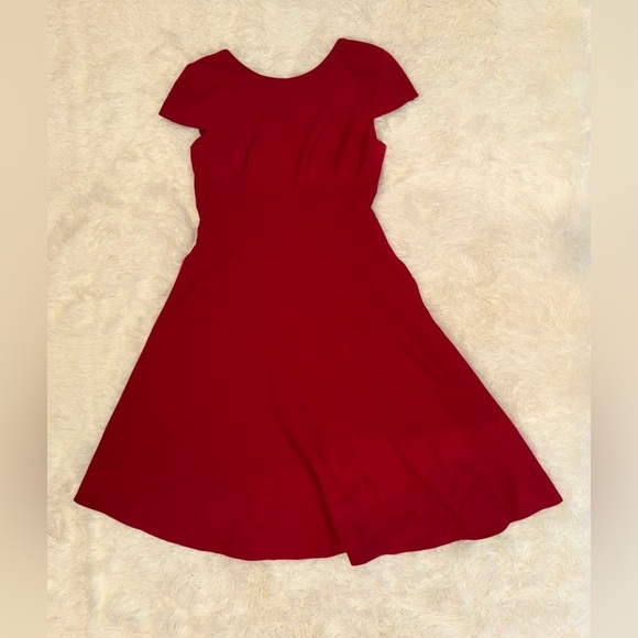NWOT DRESS THE POPULATION LIVIA GARNET RED FIT & FLARE DRESS sz L - Picture 3 of 6